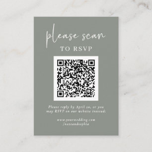 QRシンプルコーモダンド付きRSVP   Sage Green エンクロージャーカード