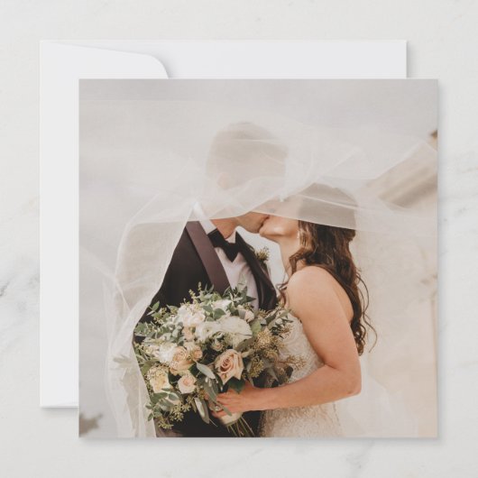 QRシンプル素朴写真の日付を保存結婚する 招待状 (裏面)