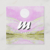 *~* QRスカイピンク太陽抽象芸術景観自然AP93 スクエア名刺 (正面)