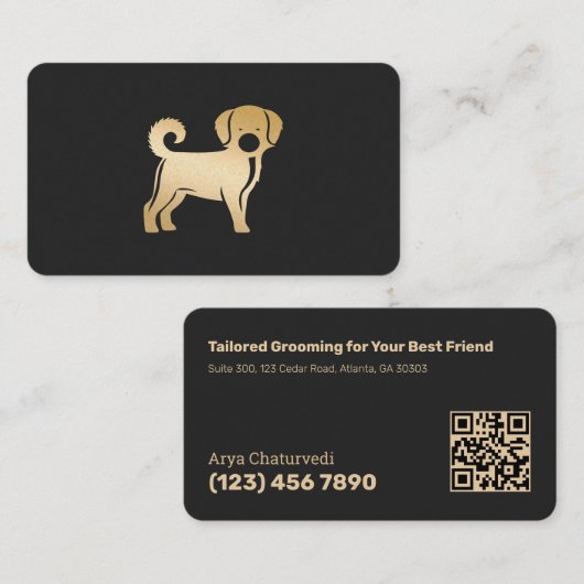 QRスキャナブルドッググルーミング 名刺 (正面/裏面)