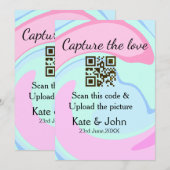 QRスキャン大理石ピンクブルーミックスを追加する愛をキャプチャ シーズンカード (正面/裏面)
