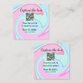 QRスキャン大理石ピンクブルーミックスを追加する愛をキャプチャ スクエア名刺 (正面/裏面)