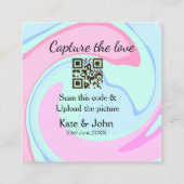 QRスキャン大理石ピンクブルーミックスを追加する愛をキャプチャ スクエア名刺 (裏面)