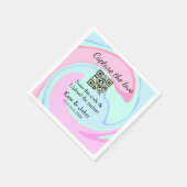 QRスキャン大理石ピンクブルーミックスを追加する愛をキャプチャ スタンダードカクテルナプキン (角)