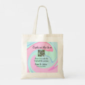 QRスキャン大理石ピンクブルーミックスを追加する愛をキャプチャ トートバッグ (裏面)