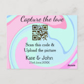 QRスキャン大理石ピンクブルーミックスを追加する愛をキャプチャ ポストカード (裏面)