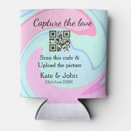 QRスキャン大理石ピンクブルーミックスを追加する愛をキャプチャ 缶クーラー