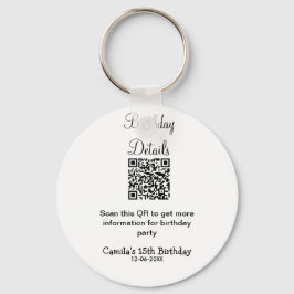 QRスキャン誕生日パーティー詳細モダン15誕生日 キーホルダー