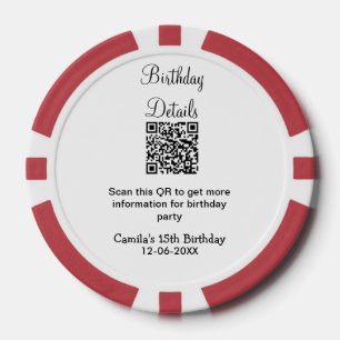 QRスキャン誕生日パーティー詳細モダン15誕生日 ポーカーチップ