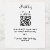 QRスキャン誕生日パーティー詳細モダン15誕生日 ワインラベル (シングルラベル)