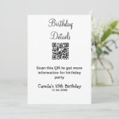 QRスキャン誕生日パーティー詳細モダン15誕生日 招待状 (スタンド正面)