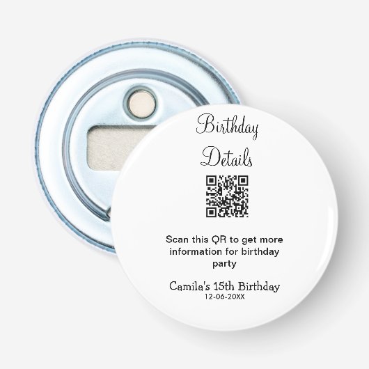 QRスキャン誕生日パーティー詳細モダン15誕生日 栓抜き (正面)