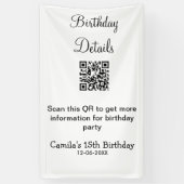 QRスキャン誕生日パーティー詳細モダン15誕生日 横断幕 (縦)