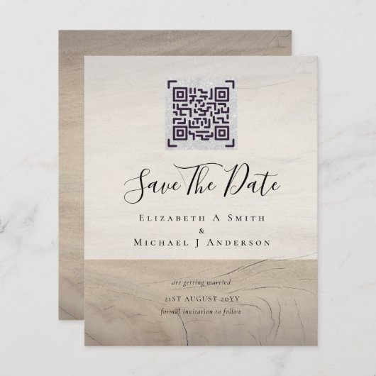 QRスモダンキャンのコー結婚ドの日救付招待状 (正面/裏面)
