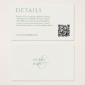 QRセージとアイボリーギフト登録エンクロージャカード (正面&裏面)