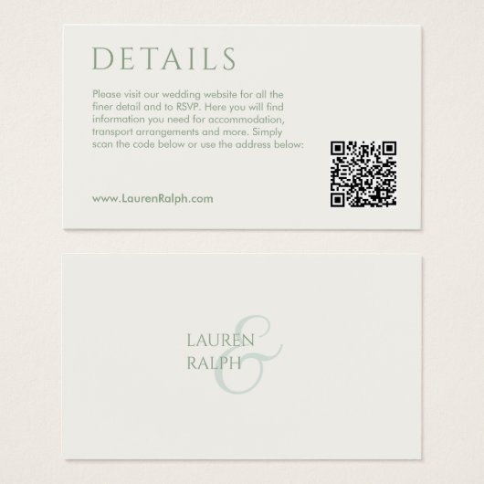 QRセージとアイボリーギフト登録エンクロージャカード (正面&裏面)