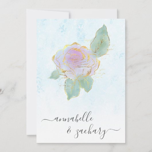 *~* QRターコイズダマスクRSVPバラAR12結婚のInv 招待状 (正面)