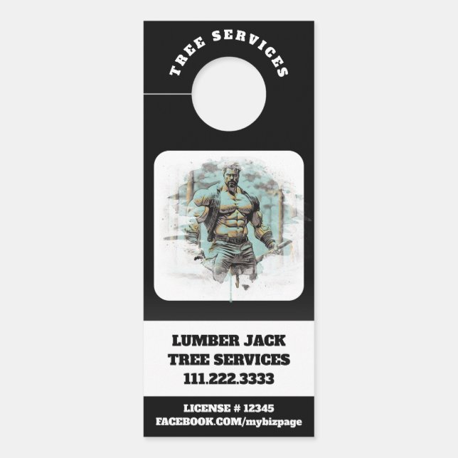 *~* QRツリーサービス筋肉の男のドア ドアノブサイン (正面)