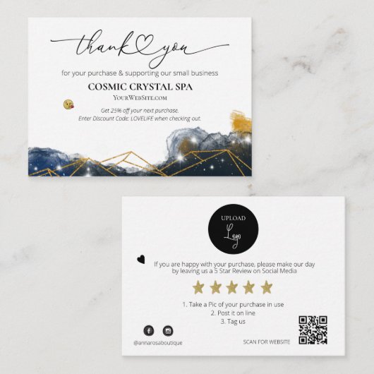 *~* QRディスカウントありがとうロゴAP8レビュー エンクロージャーカード (正面/裏面)