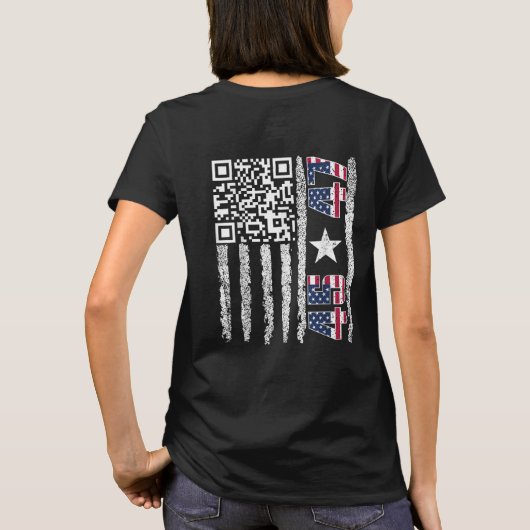 QRトおもしろいランプダンスコード米国国旗 Tシャツ (裏面)