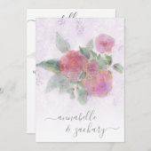 *~* QRバイオレットダマスクRSVPバラAR12結婚のInvita 招待状 (正面/裏面)