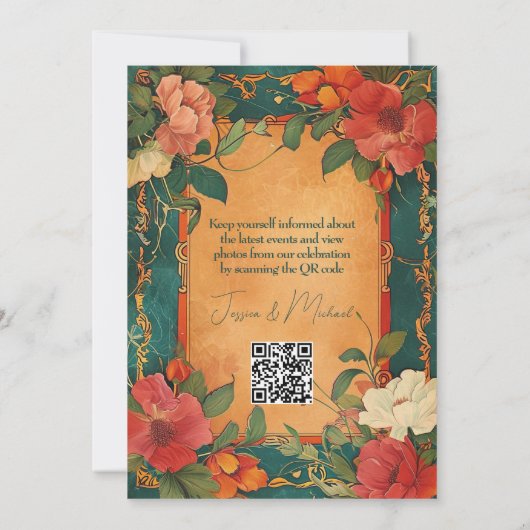 🌹 QRバラロマンス付き:アールヌーボー壮麗 セーブザデート (裏面)