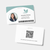 QRバーコード写真付き従業員ID バッジ (正面＆裏面)