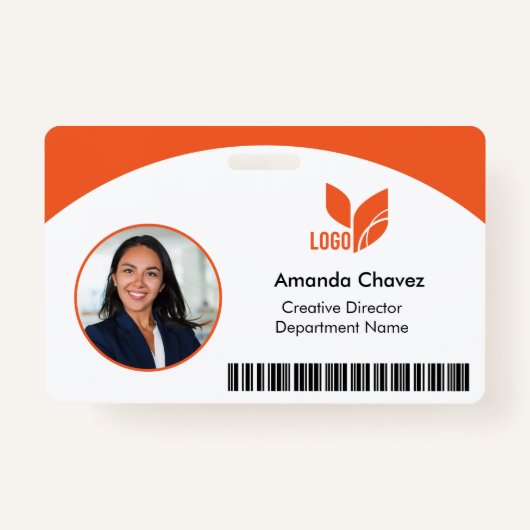 QRバーコード従業員の写真ID バッジ (正面)