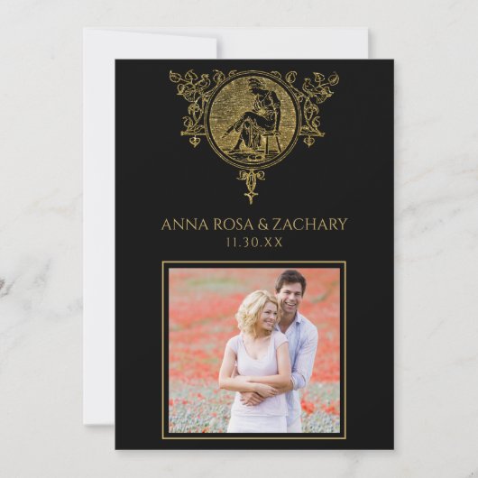 *～* QRビクトリアン写真RSVP AR6 結婚's 招待状 (正面)