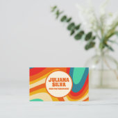 QRビジネスカラフルカードとのレトロ 名刺 (スタンド正面)