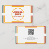 QRビジネスカラフルカード付きグリーンイラストレーション 名刺 (正面/裏面)