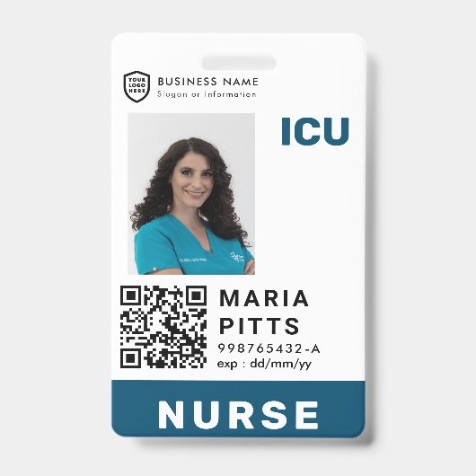 QRビジネスIDロゴ |病院医療従事者Ba バッジ (Front)