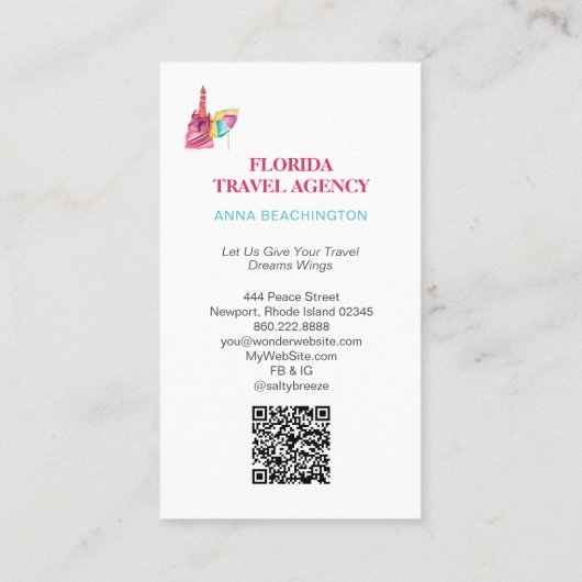 *~* QRビーチ砂海旅行観光客観光 名刺 (裏面)