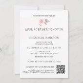 *~* QRピンクローズAR15金ゴールドフローラ結婚式RSVP 招待状 (裏面)