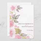 *~* QRピンクローズAR15金ゴールドフローラ結婚式RSVP 招待状 (正面/裏面)