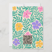 QRファンキーを使用したGroovy結婚フローラ 招待状 (裏面)