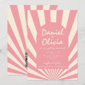 QRファンキー付きGroovy Hippie 60s結婚 招待状 (正面/裏面)