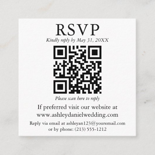 QRフォトモダンウェディングRSVPエンクロージャカード エンクロージャーカード (正面)