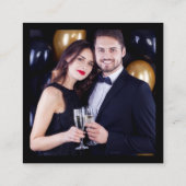 QRフォトモダンブラック金ゴールドスクエアウェディングRSVP エンクロージャーカード (裏面)