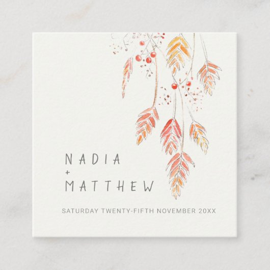 QRフォト結婚共有グラスベリーのオレンジ色のクリーム エンクロージャーカード (正面)