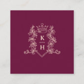 QRフォト結婚共有ラブクラウンレッドモノグラム エンクロージャーカード (正面)