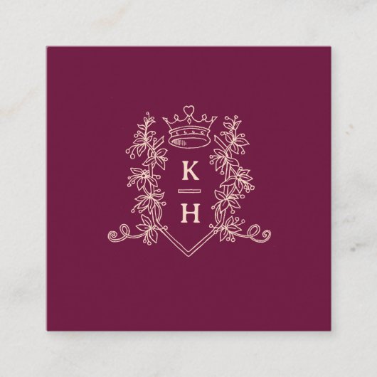 QRフォト結婚共有ラブクラウンレッドモノグラム エンクロージャーカード (正面)