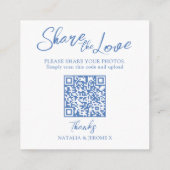 QRフォト結婚共有ワイルドフラワーモノグラムブルー エンクロージャーカード (裏面)