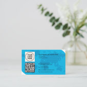 QRフォーマルプロフェッショナルネイビモダンー世界地図 名刺 (スタンド正面)