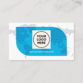 QRフォーマルプロフェッショナルネイビモダンー世界地図 名刺 (裏面)