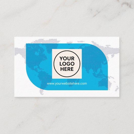 QRフォーマルプロフェッショナルネイビモダンー世界地図 名刺 (裏面)