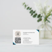 QRフォーマルプロフェッショナルモダンネイビーブルー企業の 名刺 (スタンド正面)