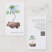 *~* QRフラワーフローラホワイトアネモンバラ金ゴールド 名刺 (正面/裏面)