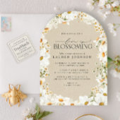 QRフローラデイジーベビーが開花シャワー素朴中 招待状