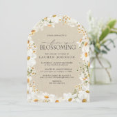 QRフローラデイジーベビーが開花シャワー素朴中 招待状 (スタンド正面)
